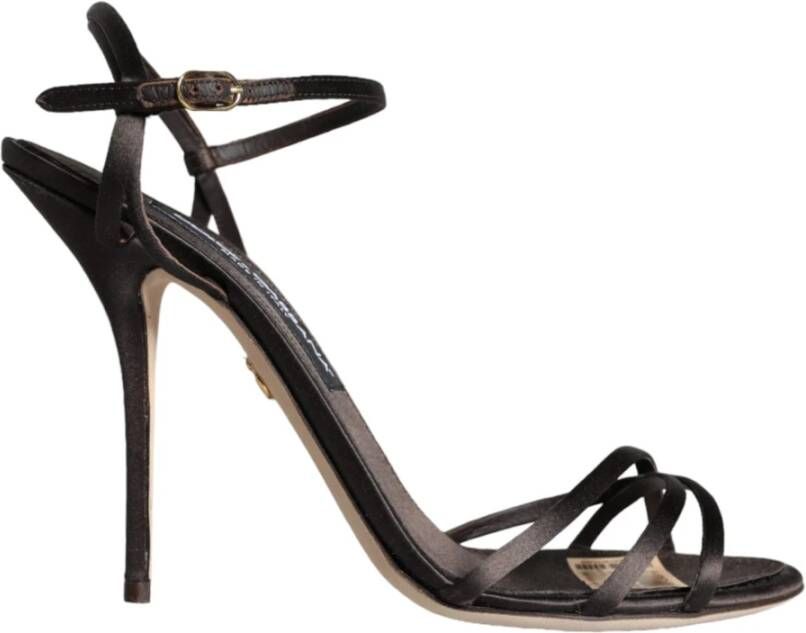 Dolce & Gabbana Bruin Satijn Stiletto Sandalen Schoenen Brown Dames