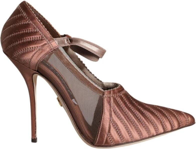 Dolce & Gabbana Bruine Enkelband Pumps met leren zool Brown Dames