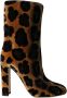 Dolce & Gabbana Bruine Giraffe Leren Mid Calf Laarzen Brown Dames - Thumbnail 7