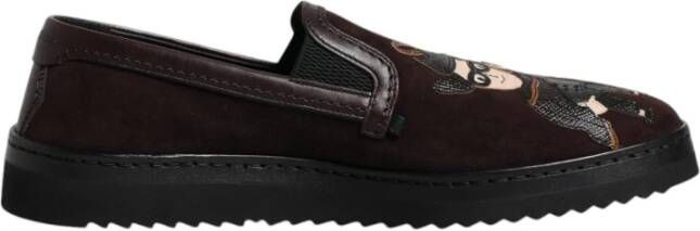 Dolce & Gabbana Bruine Katoenen Mocassin Loafers met Logo Brown Heren