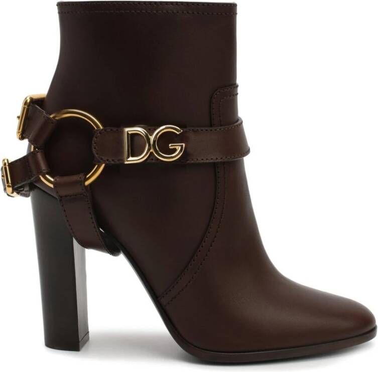 Dolce & Gabbana Bruine Leren Enkellaarzen voor Dames Brown Dames