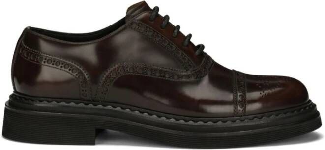 Dolce & Gabbana Bruine Leren Veterschoenen Brown Heren