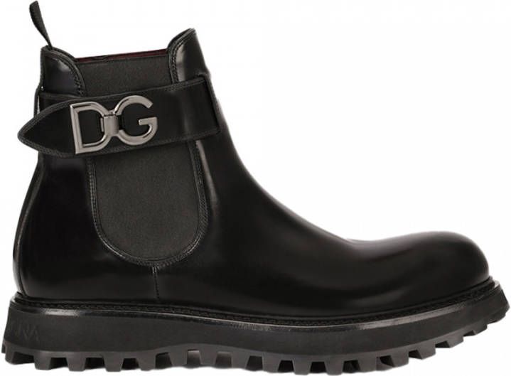 Dolce & Gabbana Brushed calfskin ankle boots with extra light sole Zwart Heren