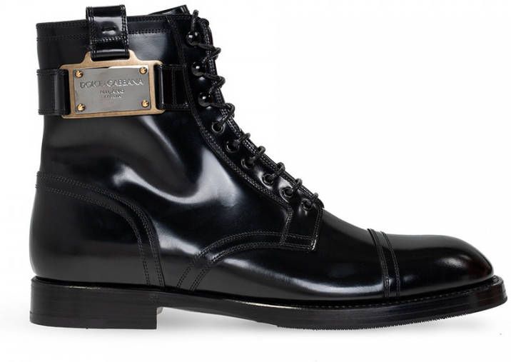 Dolce & Gabbana Brushed boots with branded plate