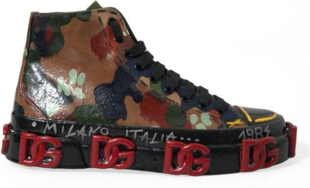 Dolce & Gabbana Camouflage High Top Sneakers met Versieringen Multicolor Heren