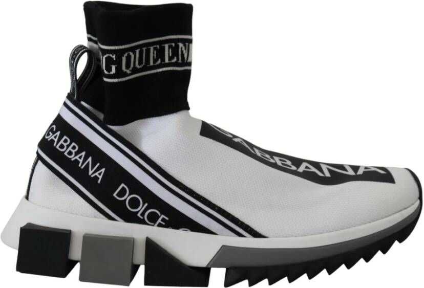 Dolce & Gabbana Chique Sorrento Slip-On Sneakers in Zwart en Wit Multicolor Dames