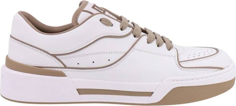 Dolce & Gabbana Contrasterende Leren Sneakers White Heren