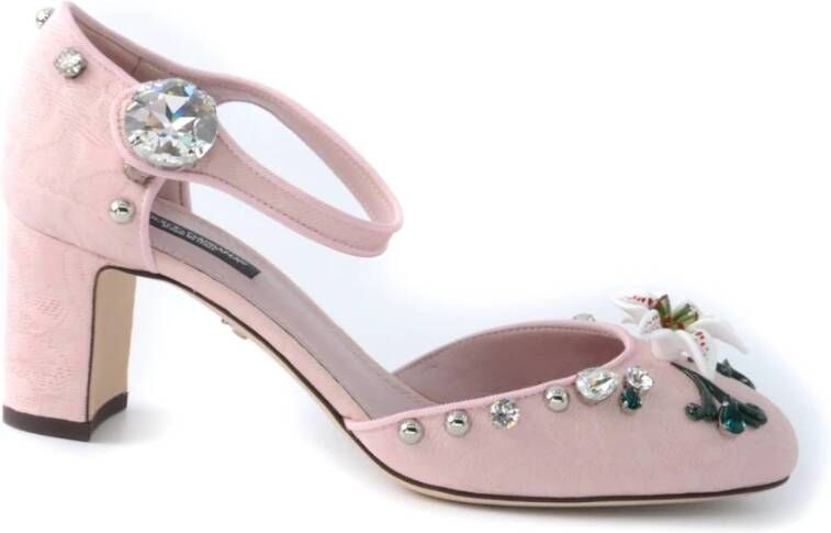 Dolce & Gabbana Dames Hakken met Bloemen en Juwelen Roze Dames