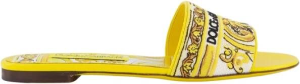 Dolce & Gabbana Dames Platte Slides Yellow Dames