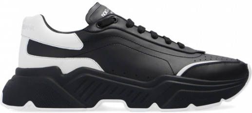 Dolce & Gabbana Italiaanse leren sneakers met oversized rubberen zool Black Heren