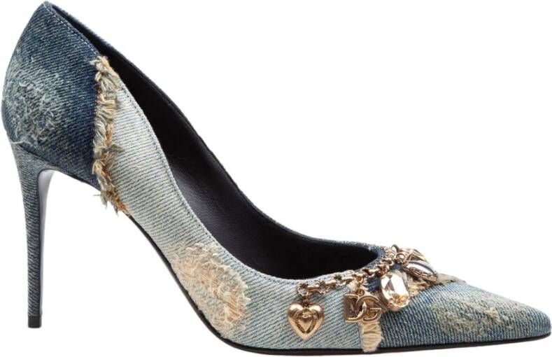 Dolce & Gabbana Denim Franje Puntige Neus Pumps Multicolor Dames