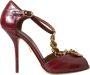 Dolce & Gabbana Donkerrode Leren Gouden Hart Sandalen Red Dames - Thumbnail 1