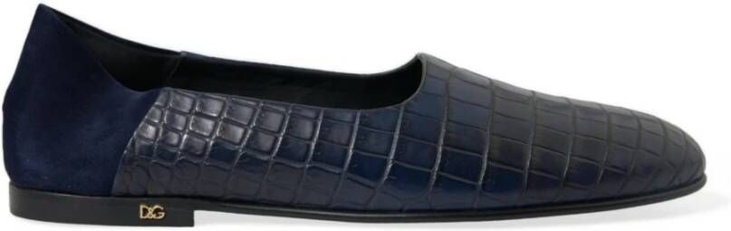 Dolce & Gabbana Elegante Blauwe Krokodillen Loafers Blue Heren