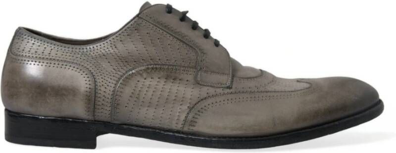 Dolce & Gabbana Elegante Derby Schoenen Bruin Leer Gray Heren