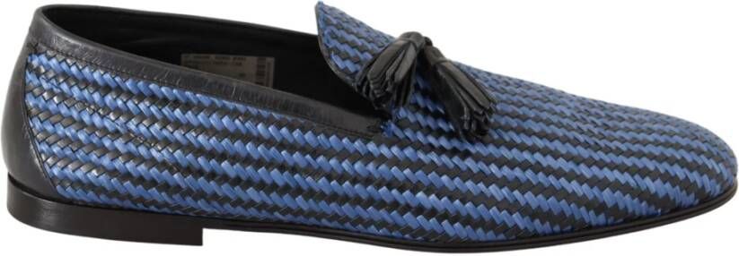 Dolce & Gabbana Elegante geweven leren loafers Blue Heren