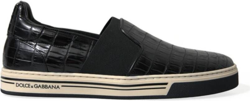 Dolce & Gabbana Elegante lage sneakers van krokodillenleer Black Heren