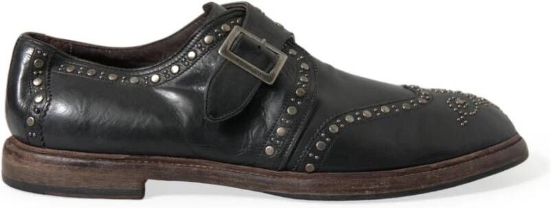 Dolce & Gabbana Elegante Monniksband Kalfsleren Schoenen Black Heren