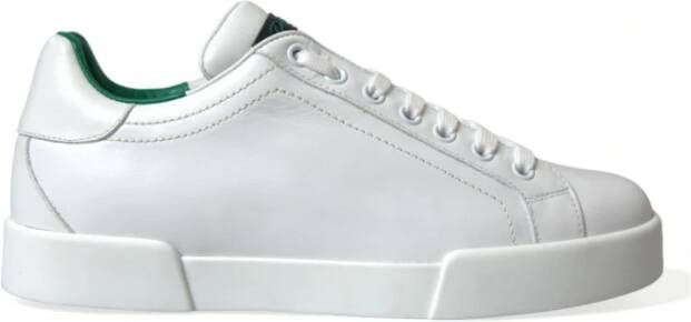 Dolce & Gabbana Elegante Portofino Leren Sneakers White Heren