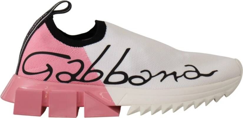 Dolce & Gabbana Elegante Sorrento Slip-On Sneakers Wit Roze Multicolor Dames