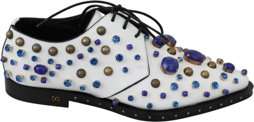 Dolce & Gabbana Elegante witte leren schoenen met kristallen Multicolor Dames