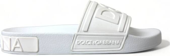 Dolce & Gabbana Elegante witte logo-slippers White Dames