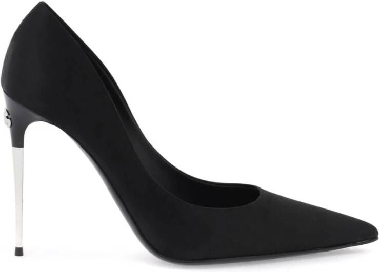 Dolce & Gabbana Elegante Zijde Blend Stiletto Hak Schoenen Black Dames