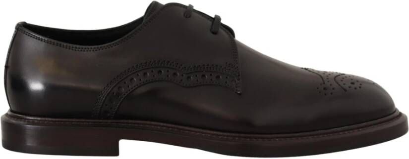 Dolce & Gabbana Elegante Zwarte Derby Schoenen Brown Heren