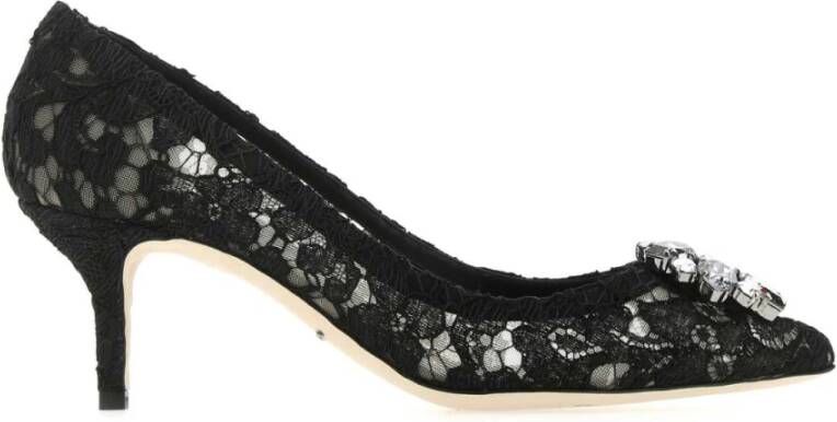 Dolce & Gabbana Elegante Zwarte Kant Pumps Black Dames