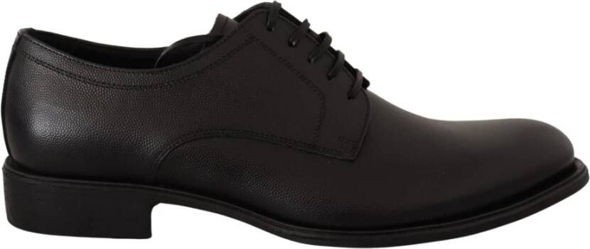 Dolce & Gabbana Elegante Zwarte Leren Derby Schoenen Black Heren