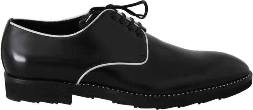 Dolce & Gabbana Elegante Zwarte Leren Derby Schoenen Black Heren