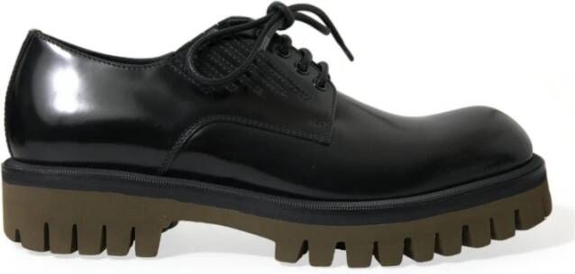 Dolce & Gabbana Elegante Zwarte Leren Derby Schoenen Black Heren