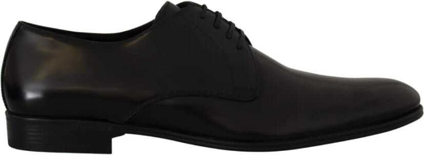 Dolce & Gabbana Elegante Zwarte Leren Derby Schoenen Black Heren