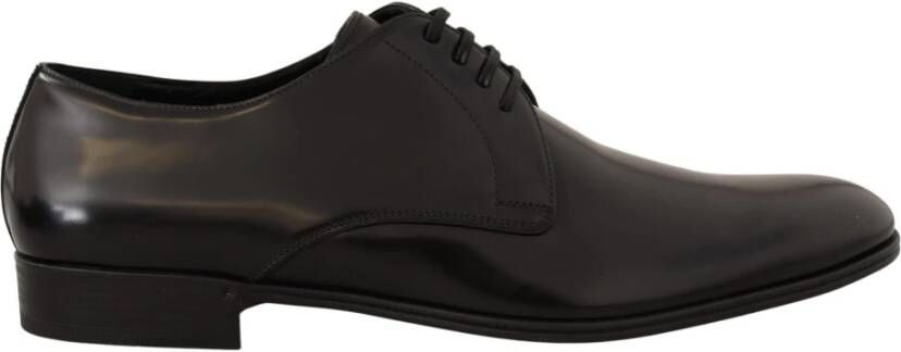 Dolce & Gabbana Elegante Zwarte Leren Derby Schoenen Black Heren