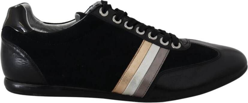 Dolce & Gabbana Elegante Zwarte Leren Sneakers Black Heren