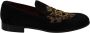 Dolce & Gabbana Elegante zwarte loafers met gouden kroonborduursel Black Heren - Thumbnail 1