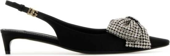 Dolce & Gabbana Elegante Zwarte Satijnen Pumps Black Dames