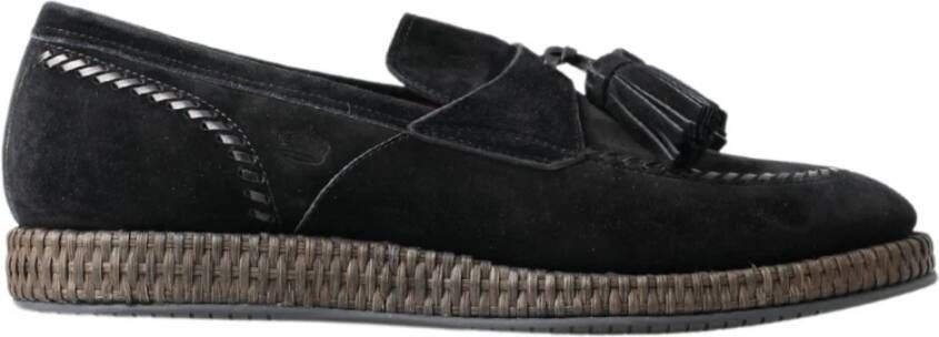 Dolce & Gabbana Elegante Zwarte Suède Espadrilles Sneakers Black Heren