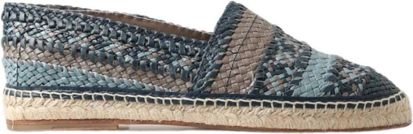 Dolce & Gabbana Blauw Grijs Leren Buffalo Espadrille Schoenen Multicolor