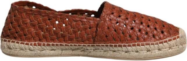 Dolce & Gabbana Espadrilles van Geweven Leer met Logodetails Brown Heren