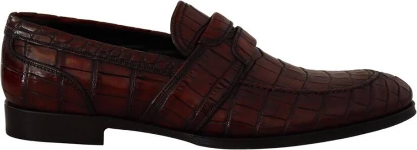 Dolce & Gabbana Bordeaux Exotische Leren Jurk Derby Schoenen Red Heren