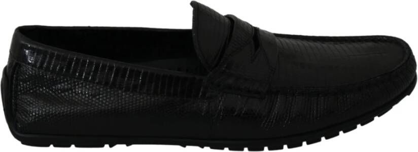 Dolce & Gabbana Exquise Loafers in Zwart Hagedissenleer Black Heren