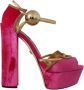 Dolce & Gabbana Fluwelen en Gouden Leren Sandalen met Roze Kristallen Pink Dames - Thumbnail 8