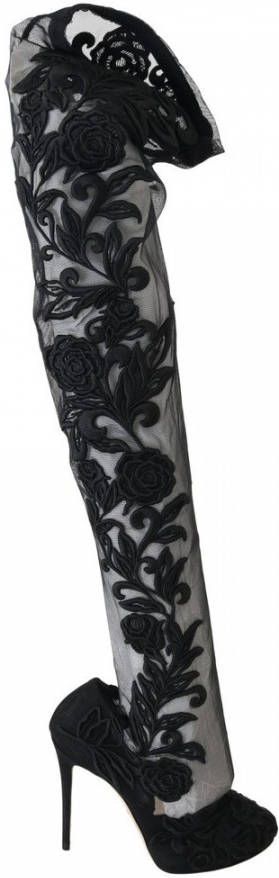 Dolce & Gabbana Bloemen Geborduurde Sokken Boots