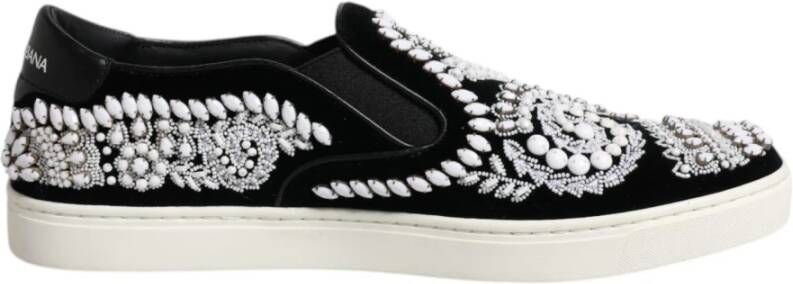 Dolce & Gabbana Fluwelen Instap Schoenen met Rubberen Zool Black Heren