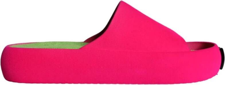 Dolce & Gabbana Fuchsia Groene Rubberen Slides Sandalen Pink Heren