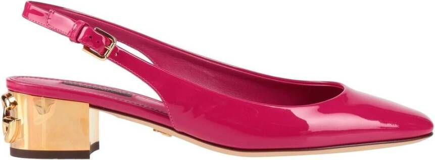 Dolce & Gabbana Fuchsia Leren Pumps met Band Pink Dames