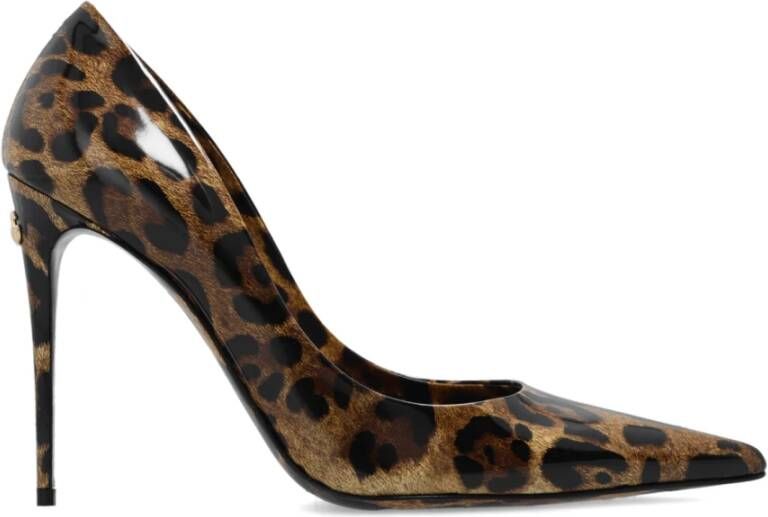 Dolce & Gabbana Animalier Bruine Kalfsleren Pumps met Hak Brown Dames