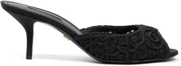 Dolce & Gabbana Geborduurde Hak Ciabatta Sandalen Black Dames