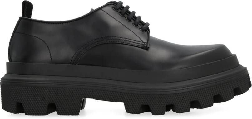 Dolce & Gabbana Geborsteld kalfsleer Derby stijl schoenen Black Heren