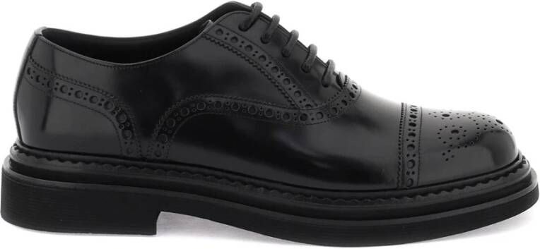 Dolce & Gabbana Geborsteld leren Brogue Oxford Veterschoenen Black Heren